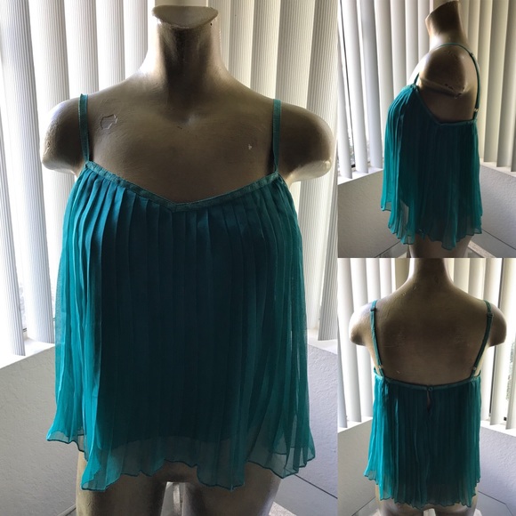 ROXY Mermaid Teal ACCORDIAN Babydoll TOP NWOT M - Picture 2 of 11